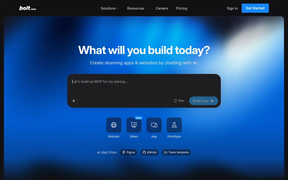 Bolt homepage screenshot