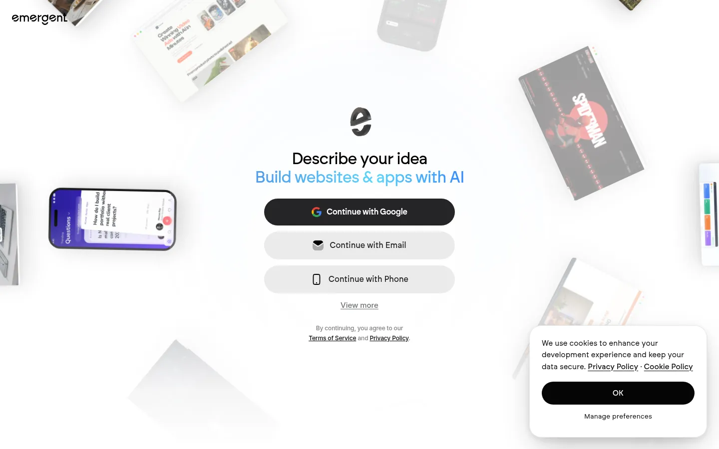 Emergent homepage screenshot