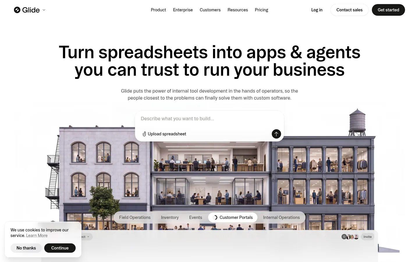 Glide homepage screenshot