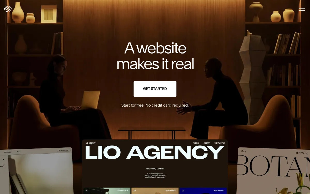 Squarespace homepage screenshot